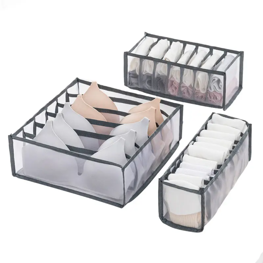 Transparent Mesh Lingerie Organizer Set