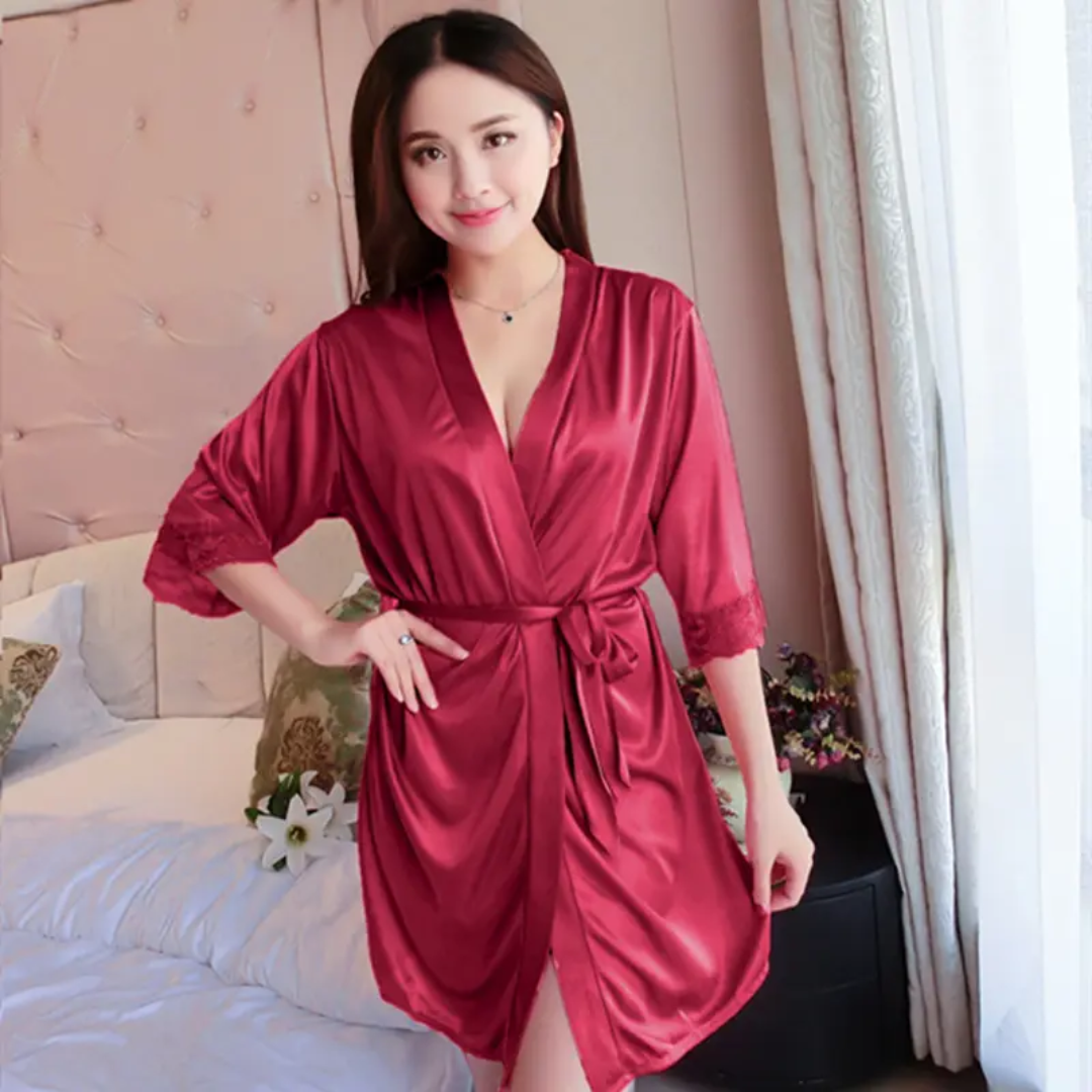 Silk 2-Piece Nightwear Set with Robe