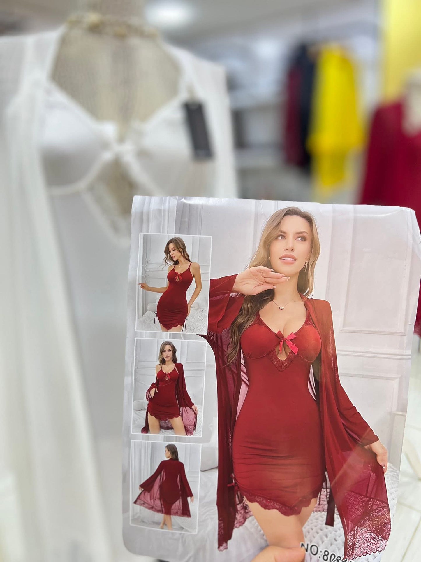 Romantic Red Chemise & Dressing Gown Duo Set