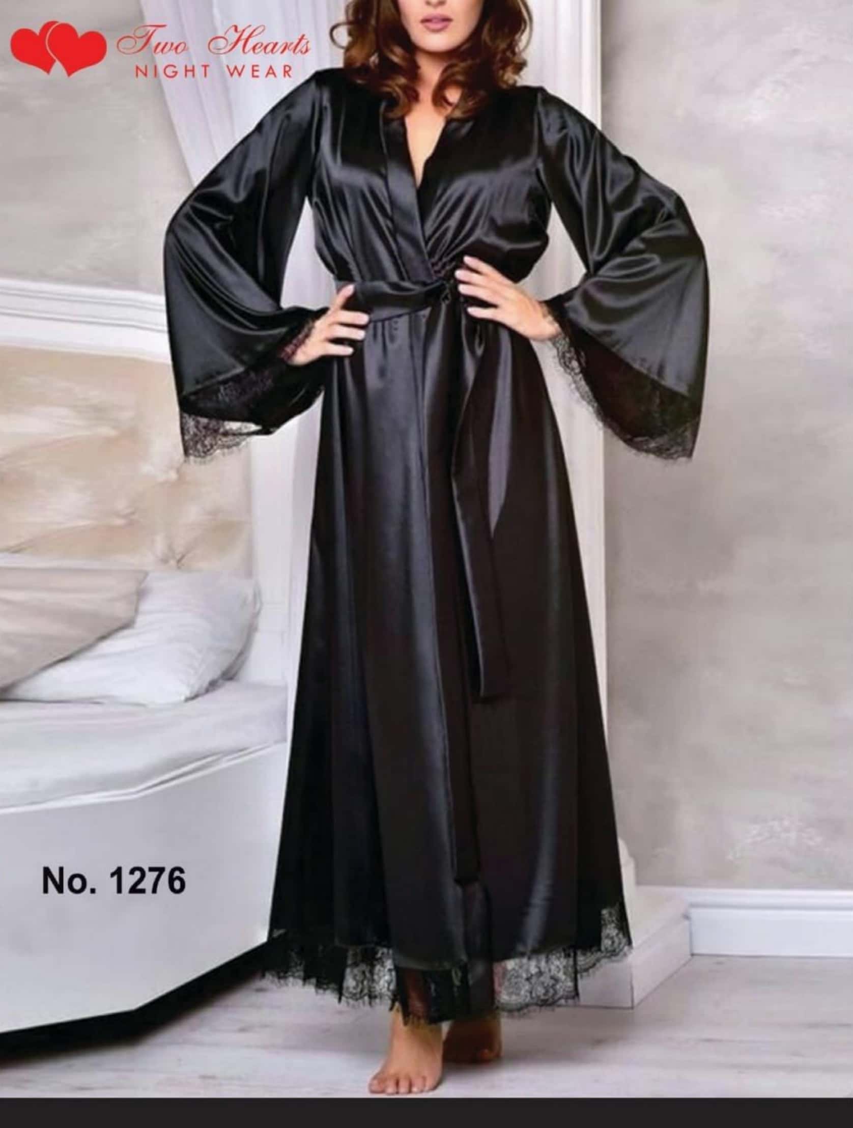 Satin Long Nightwear Robe – Two Hearts Collection