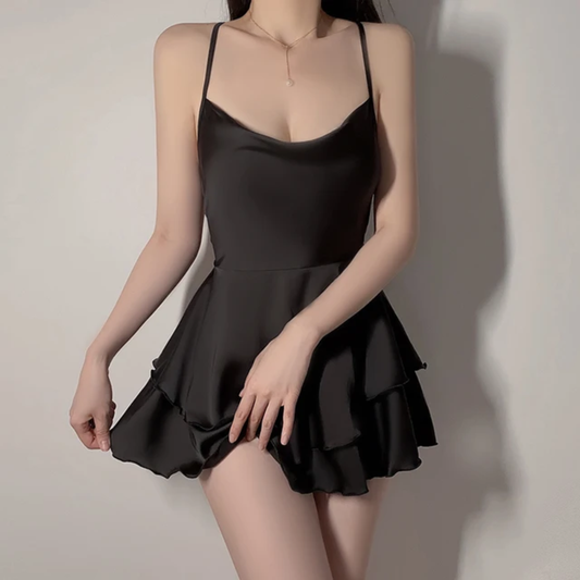 Satin Ruffle Slip Dress
