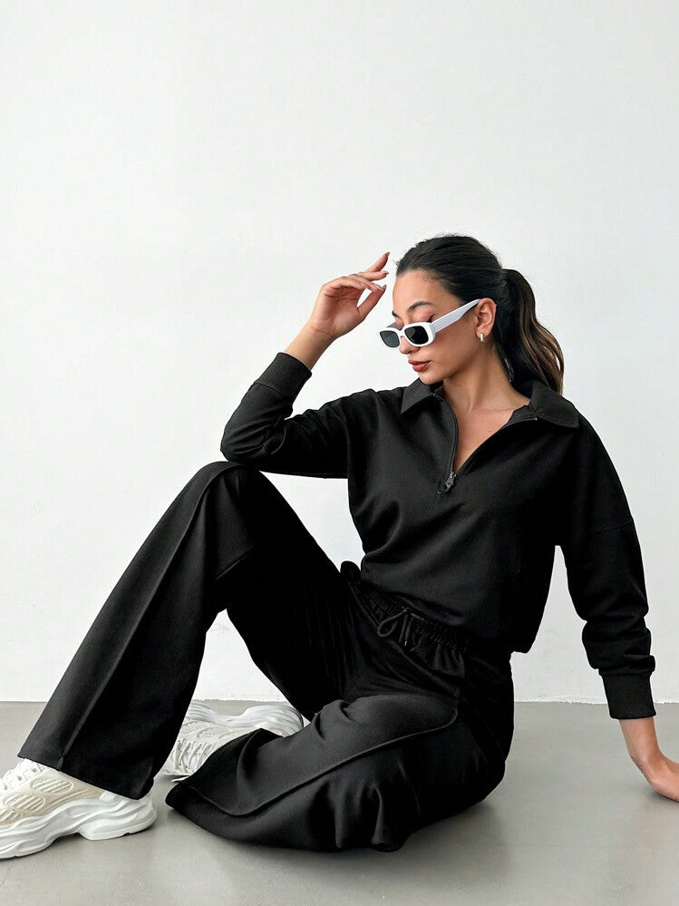 Essential Minimalist Pullover & Wide-Leg Pant Set