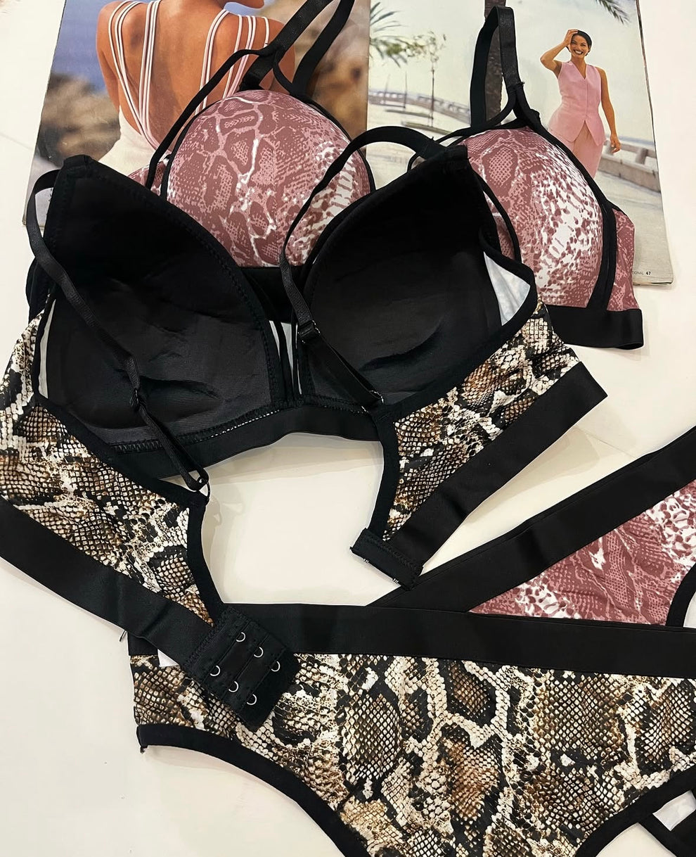 Snake Priint Serpent Luxe Bra Set