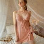 Graceful Lace-Trim Babydoll Nightgown