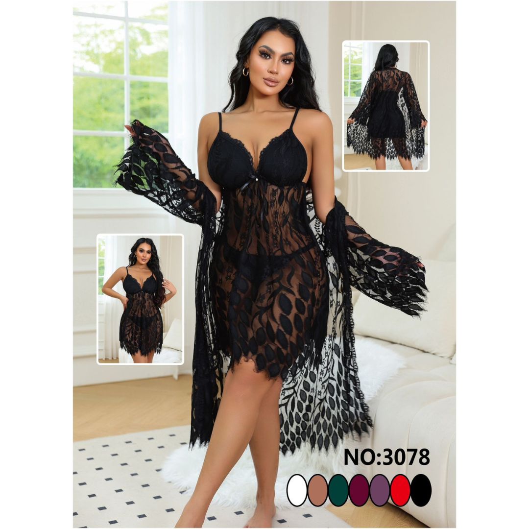 Midnight Enchantress Lace Babydoll Set