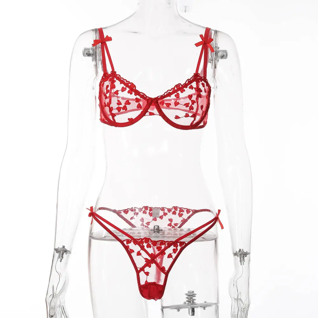 Wired Net Bra & Panty Lingerie Set