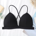 Ribbed Seamless Bralette – Wireless Criss-Cross Back Comfort Bra