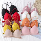 Ribbed Seamless Bralette – Wireless Criss-Cross Back Comfort Bra