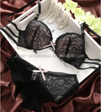 Strappy Lace Padded Pushup Demi Bra & Cheeky Set