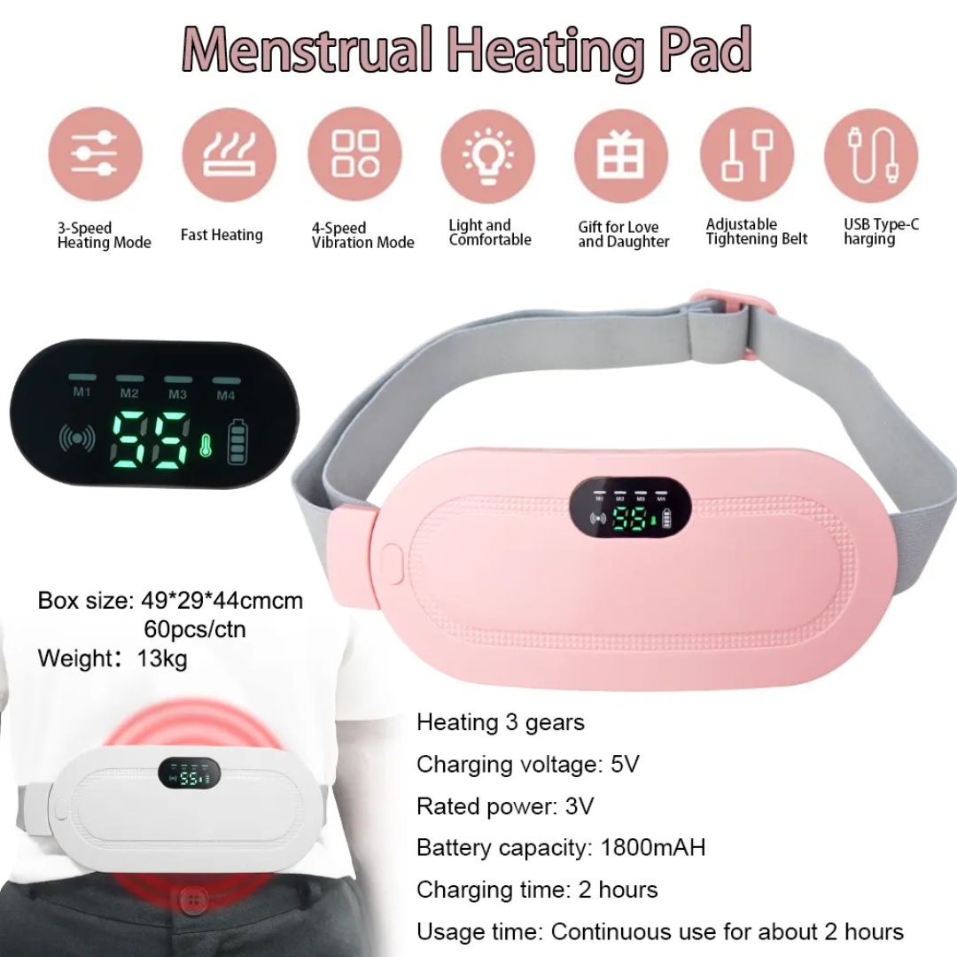 Soothing Heat & Vibration Menstrual Cramp Massager – Instant Relief for Period Pain