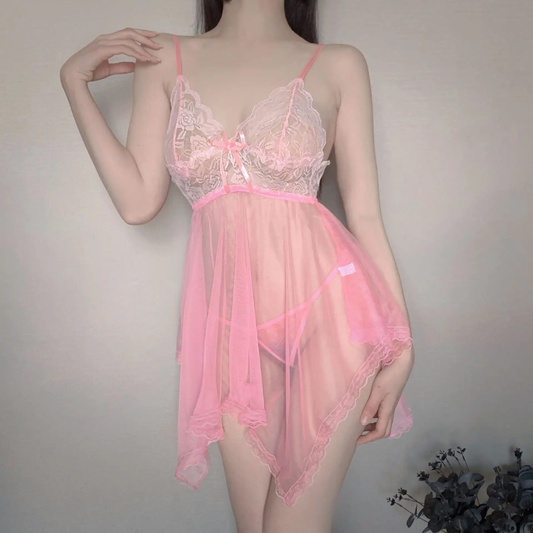 Dreamy Lace Sheer Babydoll Set