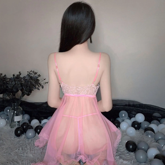 Dreamy Lace Sheer Babydoll Set