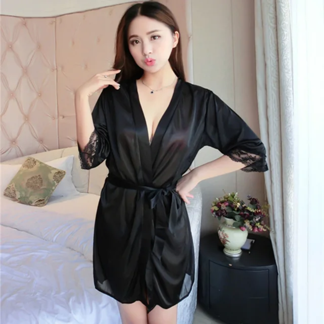 Silk 2-Piece Nightwear Set with Robe