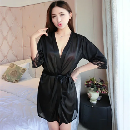 Silk 2-Piece Nightwear Set with Robe
