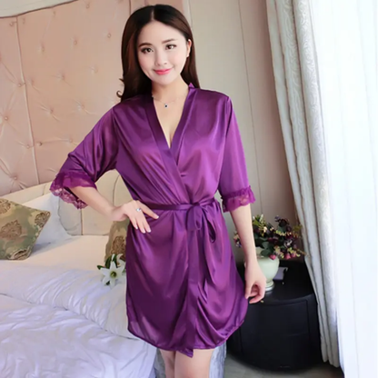 Silk 2-Piece Nightwear Set with Robe