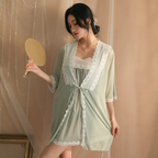 Sheer Lace Chemise & Robe Set