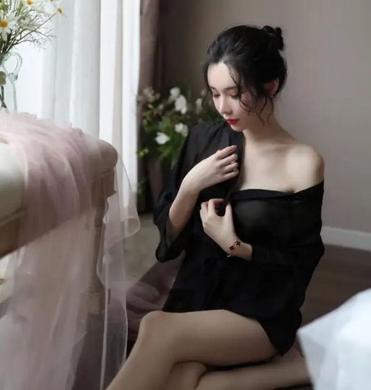 Soft Mesh Net Gown With Pockets