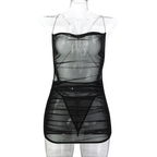 Midnight Soft Mesh Ruched Mini Dress