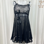 Ethereal Lace & Sheer Mesh Babydoll Lingerie Set