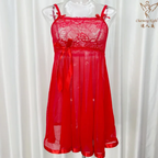 Ethereal Lace & Sheer Mesh Babydoll Lingerie Set