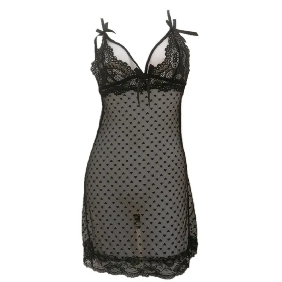 Midnight Romance Sheer Lace Babydoll Chemise