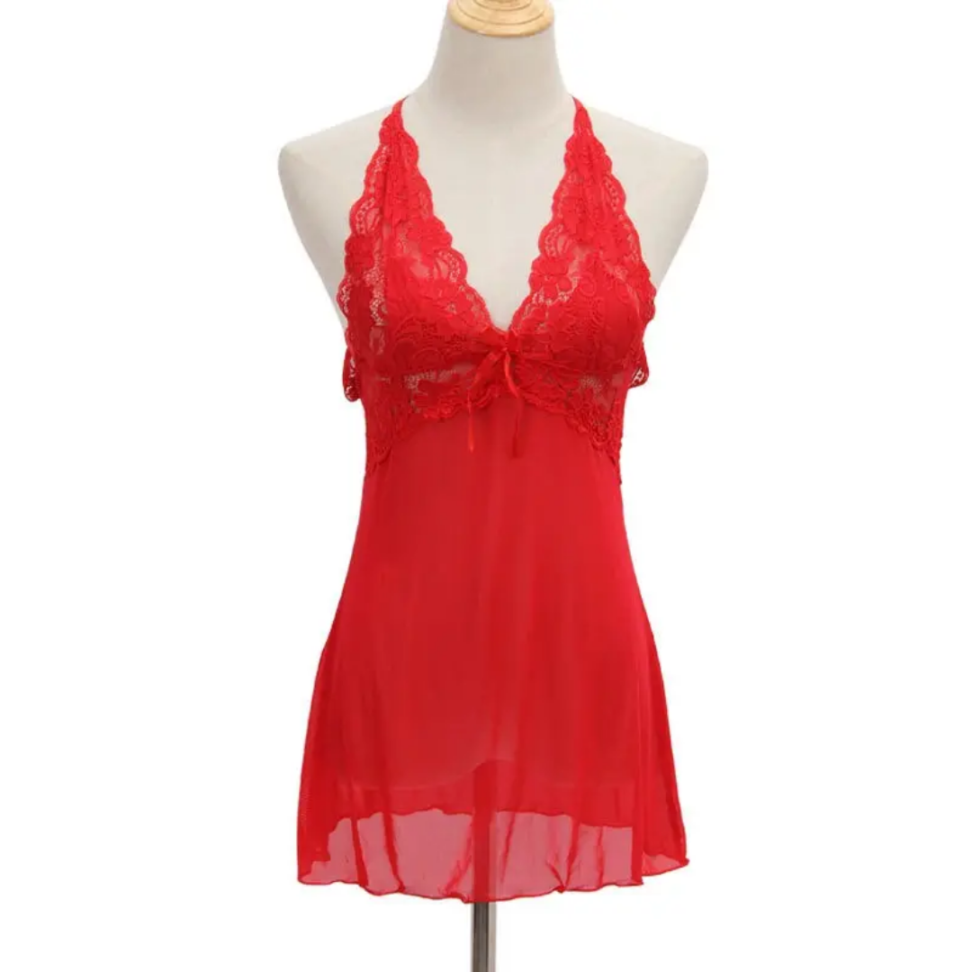 Sheer Mesh & Lace Babydoll Nighty