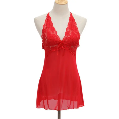 Sheer Mesh & Lace Babydoll Nighty