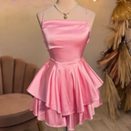 Silk Satin Ruffle Mini Slip Dress