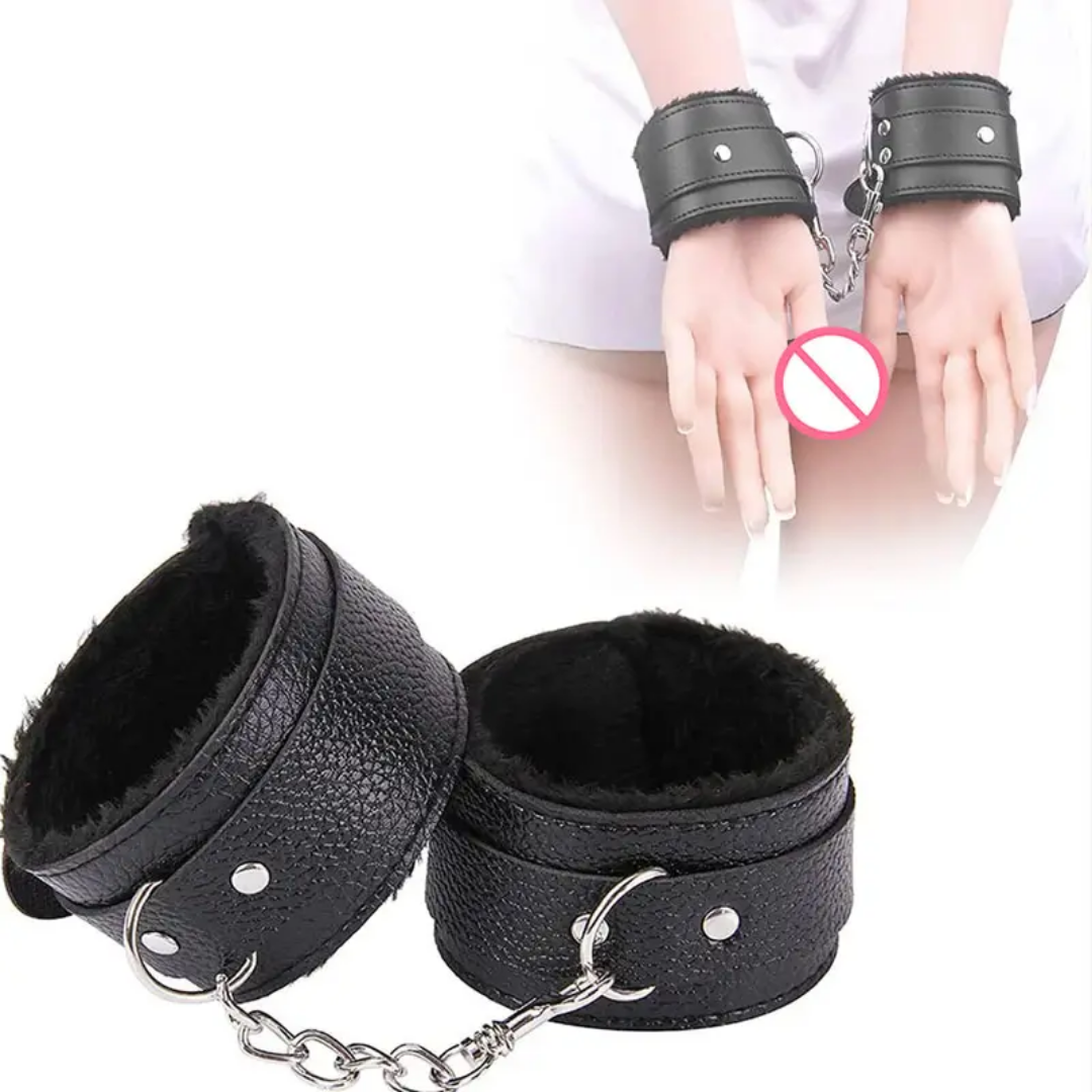 Premium Faux Leather Plush-Lined Wrist Restraints – Adjustable Comfort Cuffs