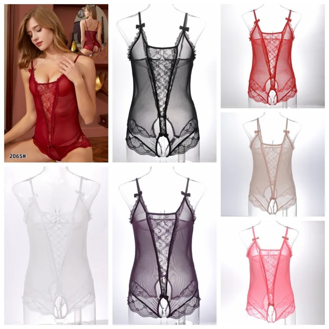 SD - Vintage Rose Lace Teddy Bodysuit (Crotchless)