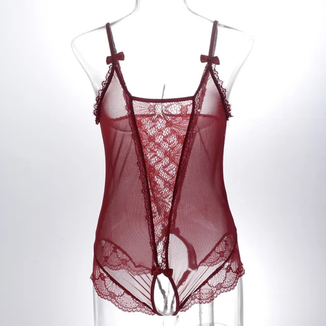 Vintage Rose Lace Teddy Bodysuit (Crotchless)