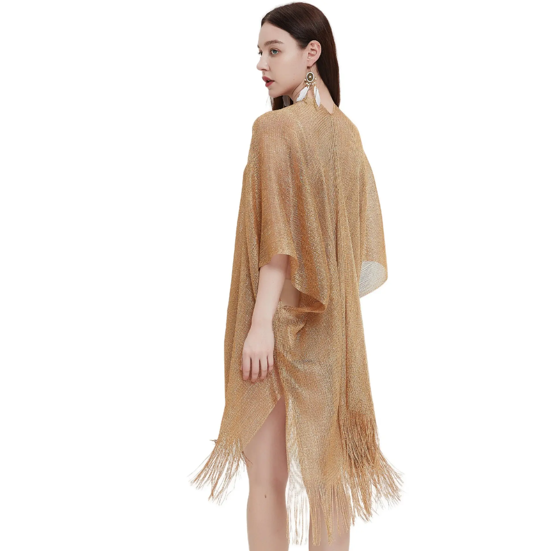 Gilded Temptation Desire Fringe Robe Cover Up