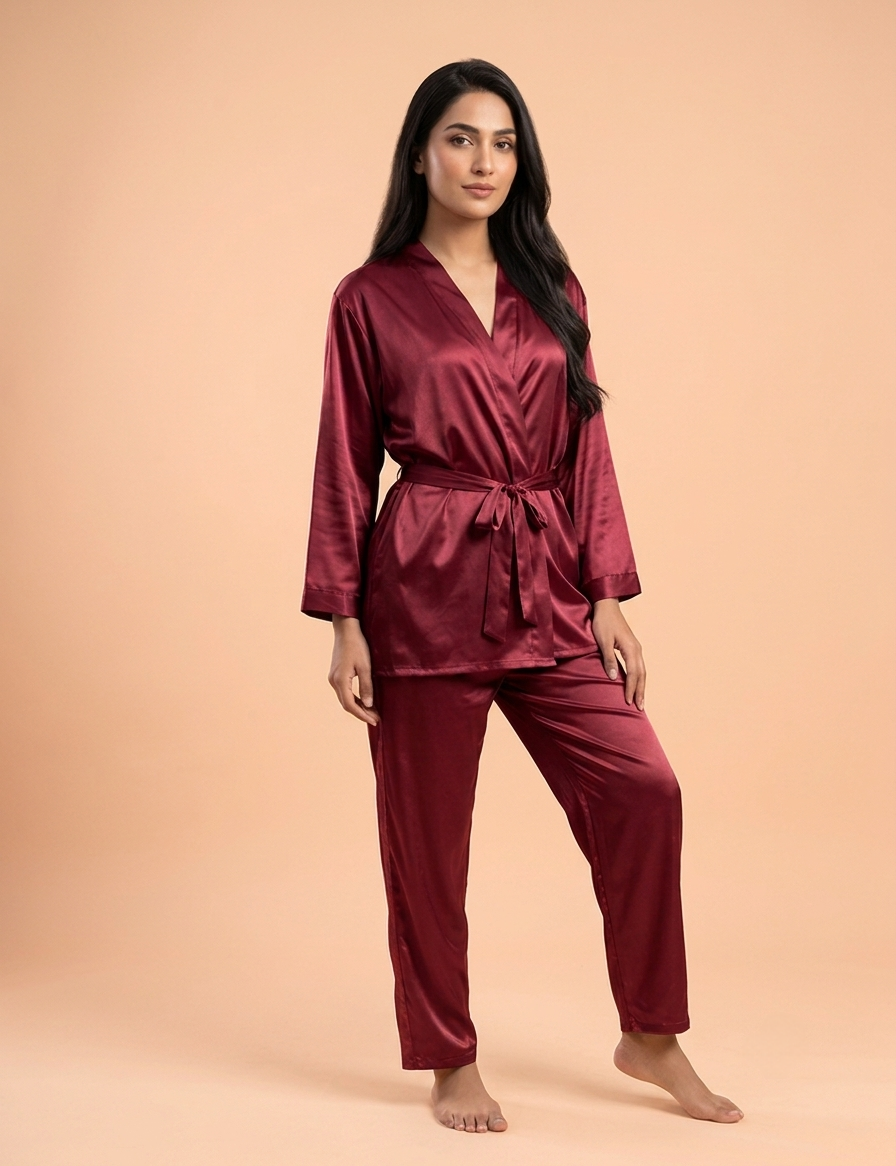 Silk Wrap Pajama Set