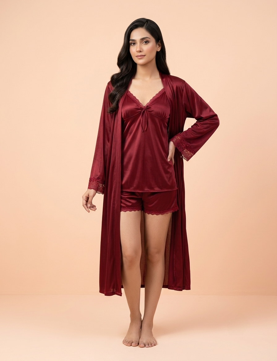 Serenity Soft Silk 3-Piece Nightwear Set
