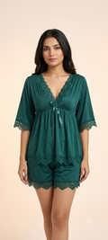 Emerald Ice Silk Luxe Nightwear Set