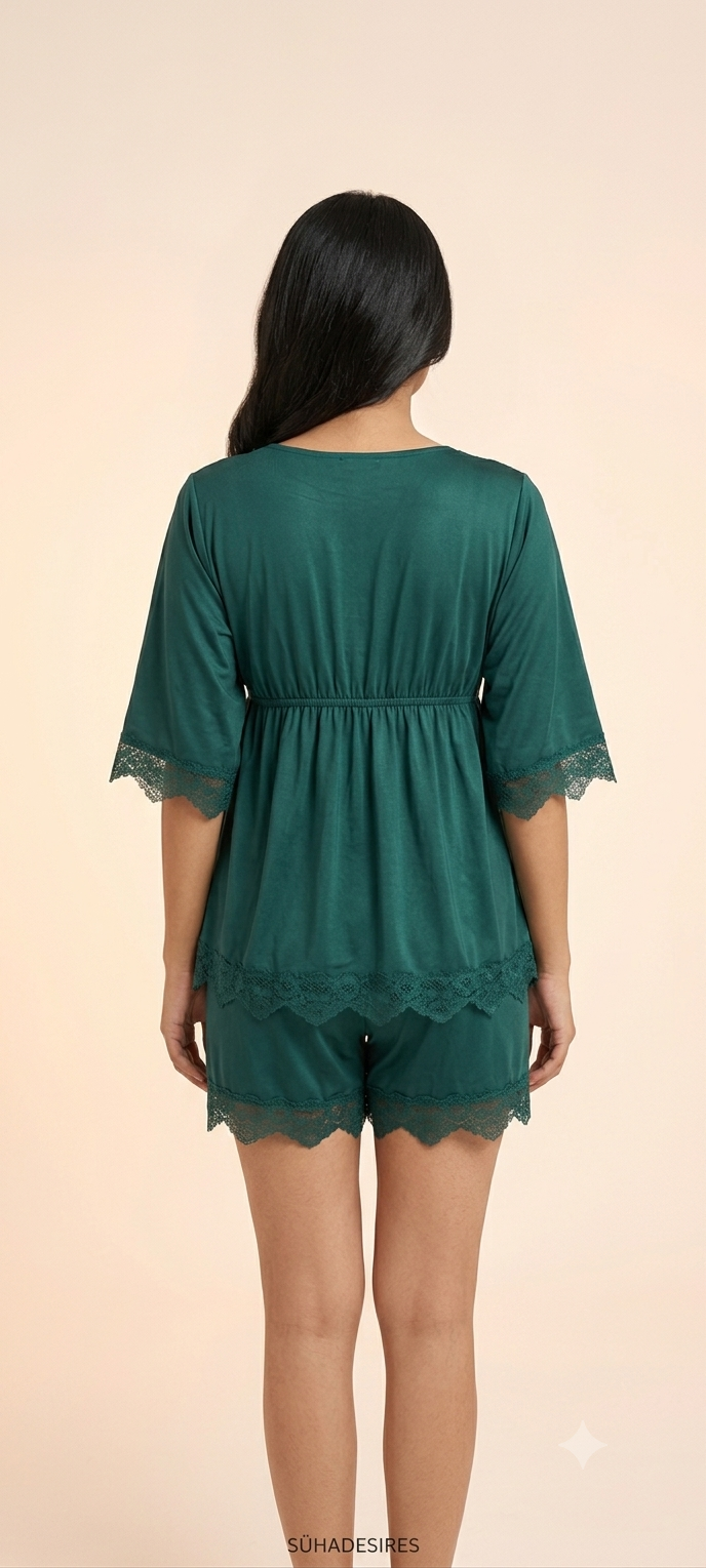 Emerald Ice Silk Luxe Nightwear Set
