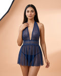 Midnight Allure Sheer Lace Babydoll Set