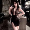 Obsidian Serenade Chain Accent Halter Dress