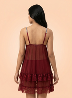 Midnight Lace & Mesh Babydoll Nightdress