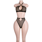 Open-Mesh Halter Lingerie Set