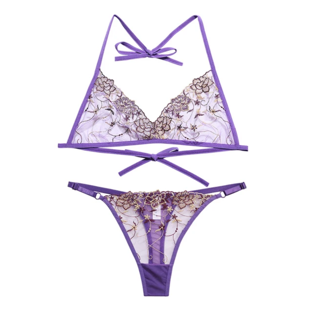Ruby Muse Embroidered Lingerie Set