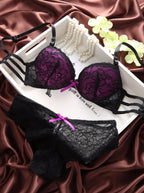 Strappy Lace Padded Pushup Demi Bra & Cheeky Set