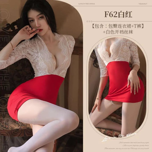 Seductive Lace Secretary Dress