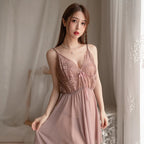 Dusty Rose Lace Sheer Babydoll Nightdress