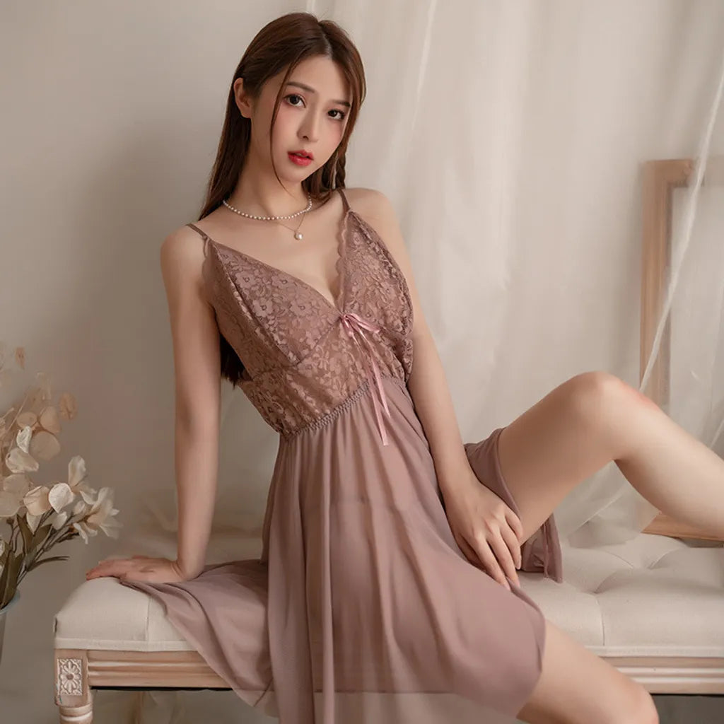Dusty Rose Lace Sheer Babydoll Nightdress