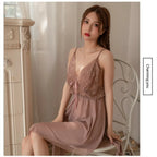 Dusty Rose Lace Sheer Babydoll Nightdress