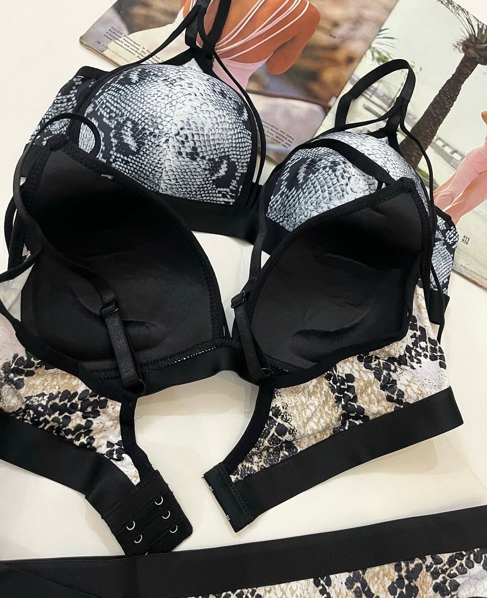 Snake Priint Serpent Luxe Bra Set