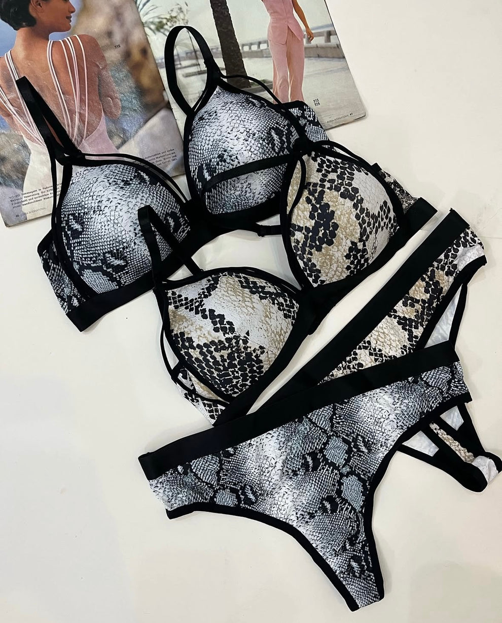 Snake Priint Serpent Luxe Bra Set