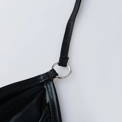 Midnight Onyx Faux-Leather Corset & Garter 3-Piece Set