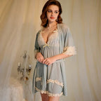 SD - Delicate Illusion Chiffon & Mesh Lace Ruffle Lingerie Set